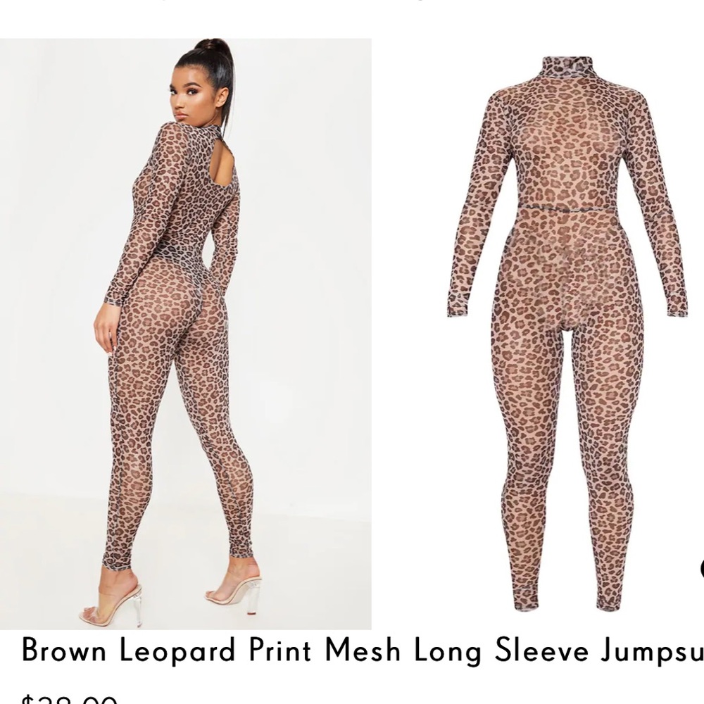 Leopard Print Mesh jumpsuit